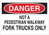 image of Brady B-563 High Density Polypropylene Rectangle White Truck & Forklift Warehouse Traffic Sign - 10 in Width x 7 in Height - 116146
