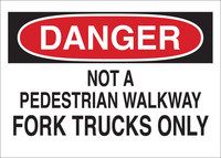 image of Brady B-302 Polyester Rectangle White Truck & Forklift Warehouse Traffic Sign - 10 in Width x 7 in Height - Laminated - 84103