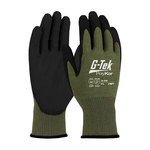 image of PIP G-Tek PolyKor X7 16-399 Green/Black Large Cut-Resistant Gloves - ANSI A9 Cut Resistance - Neofoam Palm & Fingers Coating - 16-399/L