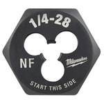 image of Milwaukee UNF 1/4-28 Hex Die 49-57-5338 - Right Hand Cut - 1 in Diameter - High Carbon Steel