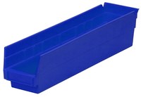 Akro-Mils 123 cu in Blue Industrial Grade Polymer Shelf Storage Bin - 17 7/8 in Length - 4 1/8 in Width - 4 in Height - 1 Compartments - 30128 BLUE