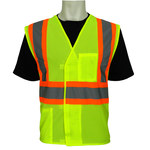 image of Global Glove Frogwear High-Visibility Vest GLO-002V/LG/XL - Size Large/XL - Fluorescent Lime/Orange - GLO-002V L/XL