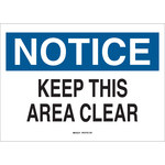 image of Brady B-555 Aluminum Rectangle White Keep Clear Sign - 10 in Width x 7 in Height - 41362