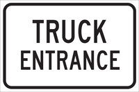 image of Brady B-555 Aluminum Rectangle White Truck & Forklift Warehouse Traffic Sign - 18 in Width x 12 in Height - 124416
