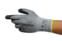 image of Ansell HyFlex Intercept Grey/Black 10 Knitted Cut-Resistant Glove - ANSI A4 Cut Resistance - Polyurethane Palm & Fingers Coating - 11645100