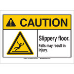 image of Brady B-401 Plastic Rectangle White Fall Hazard Sign - 10 in Width x 7 in Height - 144753