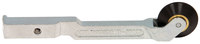 image of Dynabrade 15029 Contact Arm Assembly, 1" Dia. x 3/8" W, Tapered Rubber Wheel, No Platen/Offset Design