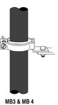 image of 3M MB-3 Single Clamp Galvanized Steel Cross-Arm Mounting Bracket - 0.8 in Length - 1.25 in Wide - 0.8 to 1.25 in Diameter Range - 14754