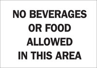 image of Brady B-401 High Impact Polystyrene Rectangle White No Food & Beverage Sign - 10 in Width x 7 in Height - 22843