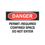 image of Brady B-302 Polyester Rectangle White Confined Space Sign - 14 in Width x 10 in Height - 65949