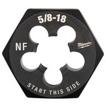 image of Milwaukee UNF 5/8-18 Hex Die 49-57-5371 - Right Hand Cut - 1 7/16 in Diameter - High Carbon Steel