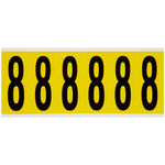image of Brady 3450-8 Number Label - Black on Yellow - 1 1/2 in x 3 1/2 in - B-498 - 34508