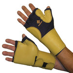 image of Impacto 706-20 Black/Yellow Medium Grain Leather/Nylon/Spandex Work Glove - 70620120032