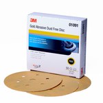 image of 3M Hookit 1001 Coated Aluminum Oxide Yellow Hook & Loop Disc - Paper Backing - A Weight - P600 Grit - Extra Fine - 6 in Diameter - 01091