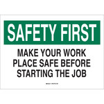 image of Brady B-120 Fiberglass Reinforced Polyester Rectangle White Safety Awareness Sign - 14 in Width x 10 in Height - 69352