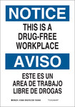 image of Brady B-555 Aluminum Rectangle White Drug Free Environment Sign - 7 in Width x 10 in Height - Language English / Spanish - 125067