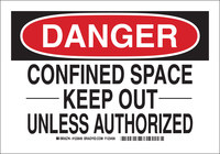 image of Brady B-555 Aluminum Rectangle White Confined Space Sign - 14 in Width x 10 in Height - 123650