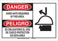 image of Brady B-555 Aluminum Rectangle White PPE Sign - 10 in Width x 7 in Height - Language English / Spanish - 125103