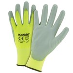 image of West Chester PosiGrip HVY713SUTS Hi Vis Yellow Large Nylon Work Gloves - Polyurethane Palm Coating - 10 in Length - HVY713SUTS L