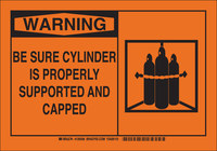 image of Brady B-555 Aluminum Rectangle Orange Chemical Storage Sign - 10 in Width x 7 in Height - 126504