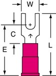 image of 3M Scotchlok MV18-6FB/SK Red Locking Brazed Vinyl Brazed Fork & Spade Terminal - 0.85 in Length - 0.25 in Wide - 0.25 in Fork Width - 0.145 in Max Insulation Outside Diameter - 0.07 in Inside Diameter