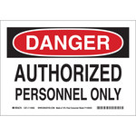 image of Brady B-563 High Density Polypropylene Rectangle White Restricted Area Sign - 10 in Width x 7 in Height - 116100