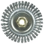 image of Weiler Roughneck 13232 Wheel Brush - 4.5 in Dia - Knotted - Stringer Bead Steel Bristle