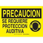 image of Brady B-120 Fiberglass Reinforced Polyester Rectangle Yellow PPE Sign - Language English / Spanish - 39870
