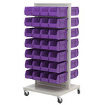 image of Akro-Mils Ready Space 150 lb Stone White Steel Double Sided Louvered Floor Rack - 24 5/8 in Overall Length - 23 in Width - 52 in Height - 120 x 30220 Bins - 30553220S