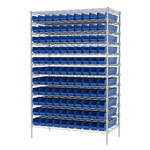 image of Akro-Mils AWS244830124 Fixed Shelving System - Steel - 12 Shelves - 120 Bins - AWS244830124 BLUE