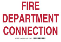 image of Brady B-401 High Impact Polystyrene Rectangle White Fire Department Sign - 10 in Width x 7 in Height - 103610