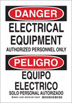 image of Brady B-555 Aluminum Rectangle White Electrical Safety Sign - 7 in Width x 10 in Height - Language English / Spanish - 125205