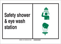 image of Brady B-302 Polyester Rectangle Eyewash & Shower Sign - 14 in Width x 10 in Height - Laminated - 119774