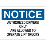 image of Brady B-302 Polyester Rectangle White Truck & Forklift Warehouse Traffic Sign - 10 in Width x 7 in Height - Laminated - 89129