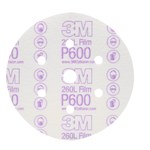 image of 3M Hookit 1071 Coated Aluminum Oxide White Hook & Loop Disc - Film Backing - P600 Grit - Extra Fine - 6 in Diameter - 01071
