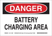 image of Brady B-563 High Density Polypropylene Rectangle White Battery Room Sign - 10 in Width x 7 in Height - 116171