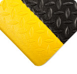 image of Wearwell Tuf Sponge 452 Black/Yellow Vinyl Sponge Diamond-Plate Anti-Fatigue Mat - 4 ft Width - 60 ft Length