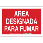 image of Brady B-401 High Impact Polystyrene Rectangle Red Smoking Area Sign - 10 in Width x 7 in Height - Language Spanish - 38953