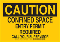 image of Brady B-555 Aluminum Rectangle Yellow Confined Space Sign - 10 in Width x 7 in Height - 126720