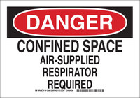 image of Brady B-555 Aluminum Rectangle White Confined Space Sign - 10 in Width x 7 in Height - 126810