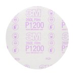 image of 3M Hookit 260L Coated Aluminum Oxide White Hook & Loop Disc - Film Backing - P1200 Grit - Super Fine - 6 in Diameter - 00968