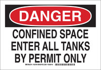 image of Brady B-555 Aluminum Rectangle White Confined Space Sign - 10 in Width x 7 in Height - 126792