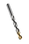 image of Dormer 3.3 mm 2 Jobber Drill 5967331 - Right Hand Cut - Split Point 118° Point - Bright/TiN Finish - 65 mm Overall Length - 4 x D Standard Spiral Flute - High-Speed Steel