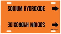image of Brady 4363-H Strap-On Pipe Marker, 10 in to 15 in - Acid, Base & Caustic - Plastic - Black on Orange - B-915 - 67937