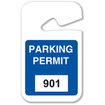 image of Brady Red/White Vinyl Pre-Printed Vehicle Hang Tag 96270 - Printed Text = PARKING PERMIT - 2 3/4 in Width - 4 3/4 in Height - 754476-96270