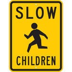image of Brady B-959 Aluminum Rectangle Yellow Pedestrian & Crosswalk Sign - 18 in Width x 24 in Height - 94240