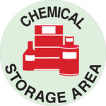 image of Brady Bradyglo B-808 Polyester / Vinyl Circle White Chemical Warning Sign x 17 (Dia.) in Height - Glow in the Dark, Laminated - 49806