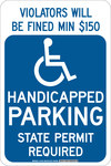 image of Brady B-555 Aluminum Rectangle Blue Disabled Parking & Building Access Sign - 12 in Width x 18 in Height - 127461