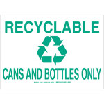 image of Brady B-120 Fiberglass Reinforced Polyester Rectangle White Recycle Sign - 14 in Width x 10 in Height - 112511