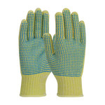 image of PIP Kut Gard 08-K252 Blue/Yellow Small Cut-Resistant Gloves - ANSI A2 Cut Resistance - PVC Dotted Both Sides Coating - 9 in Length - 08-K252/S